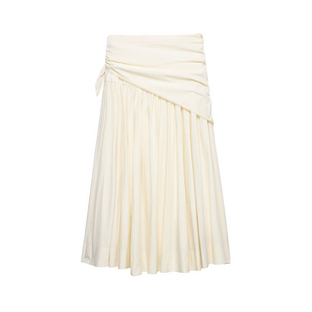 Ladies Maxi Skirt with Wrap Detail and Lace Trim Mune Fashion