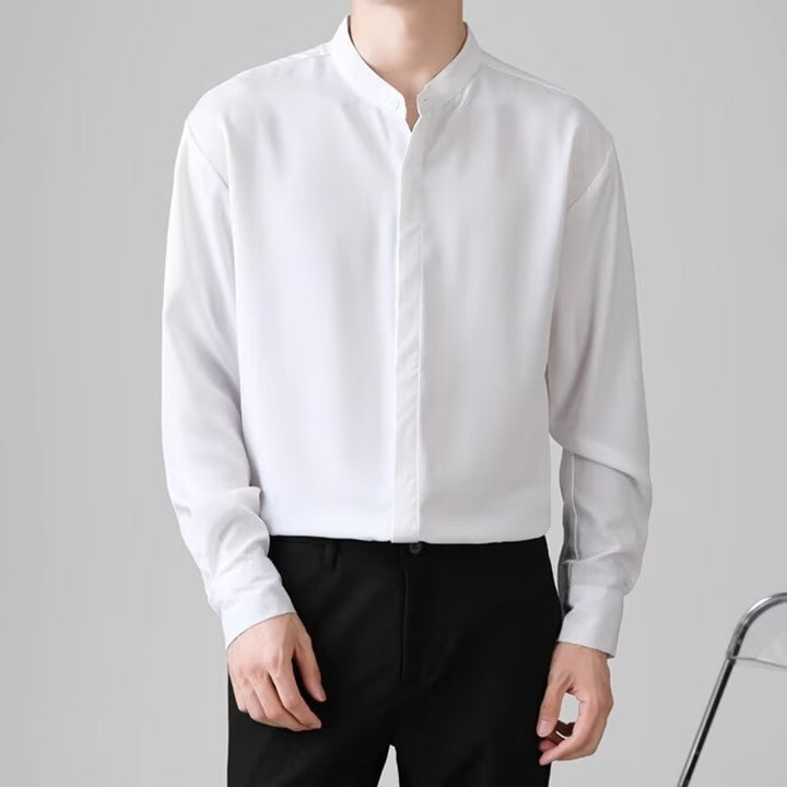 Men's Elegant Stand Collar Shirt Mune Fashion