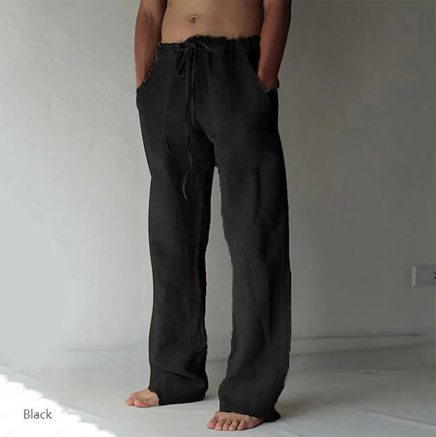 Men's linen pants with a loose fit, drawstring, and side pockets Mune Fashion