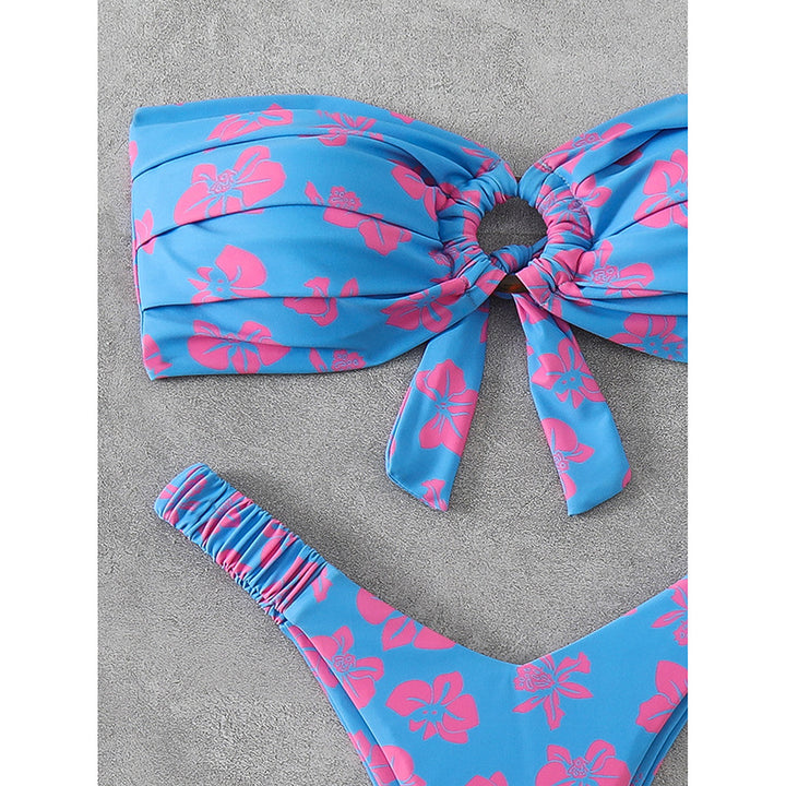 Ladies bandeau bikini with sophisticated floral pattern Mune Fashion