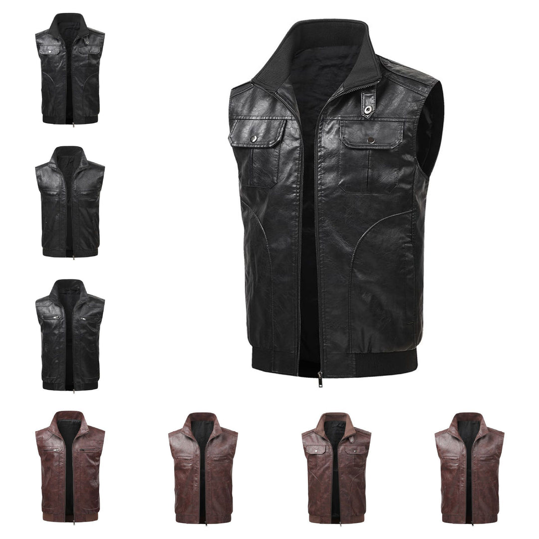 Men Stylish Faux Leather Vest Mune Fashion