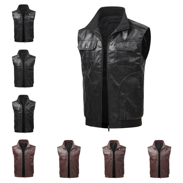 Men Stylish Faux Leather Vest Mune Fashion