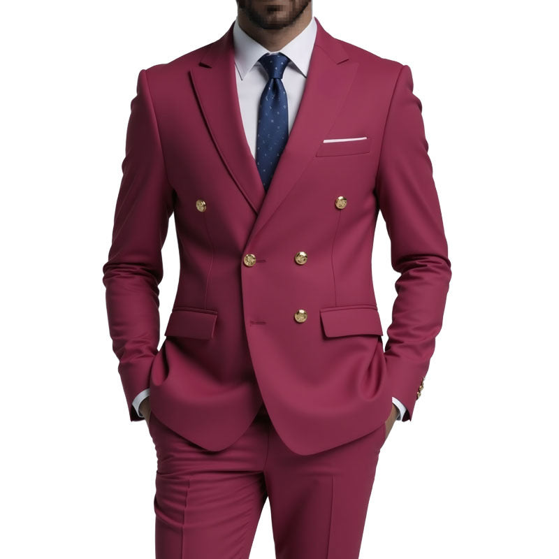 Men's double-breasted tailored suit with gold buttons Mune Fashion