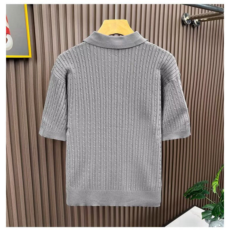 Men's Fashion Knit Polo Shirt with Textured Design Mune Fashion
