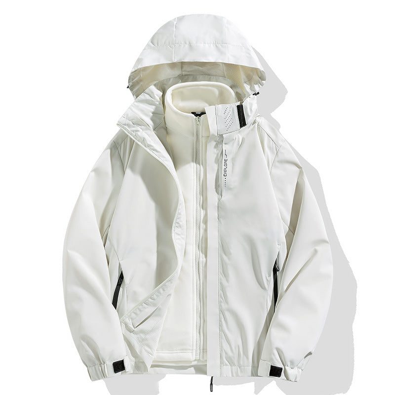 Men's two-piece winter jacket with removable fleece inner jacket waterproof windproof Mune Fashion
