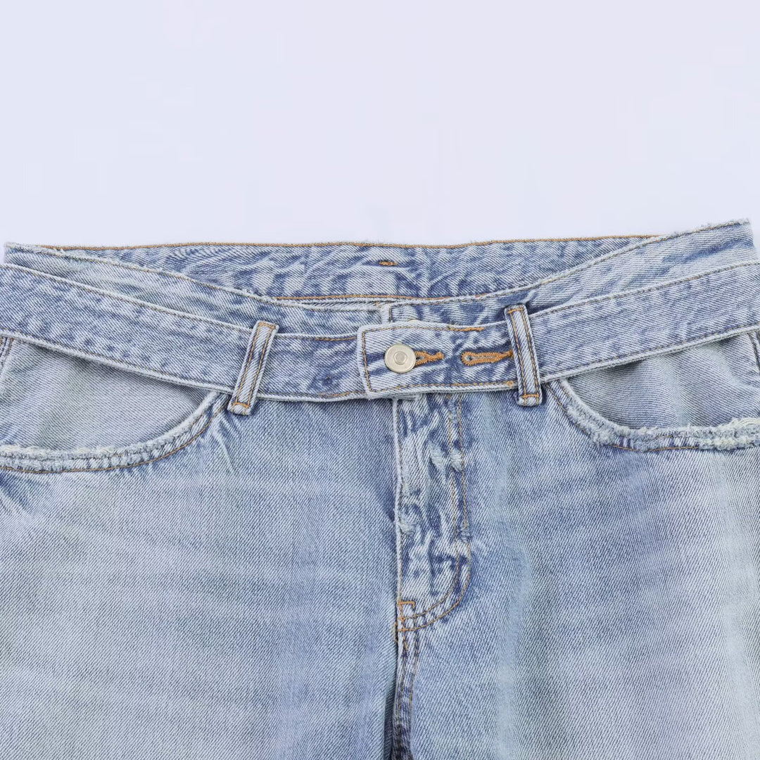 Women Wide Denim Jeans with Side Slits and Palazzo Cut Mune Fashion