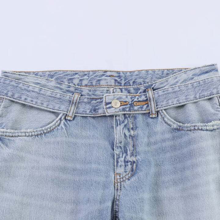 Women Wide Denim Jeans with Side Slits and Palazzo Cut Mune Fashion