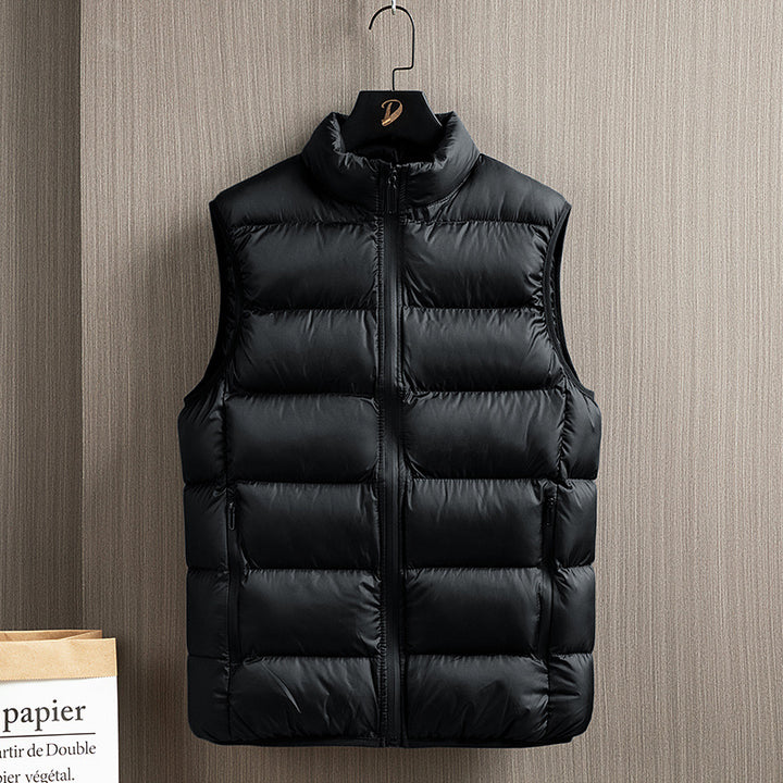 Men's Packable Down Imitation Quilted Vest with High Collar and Water-Repellent Surface Mune Fashion