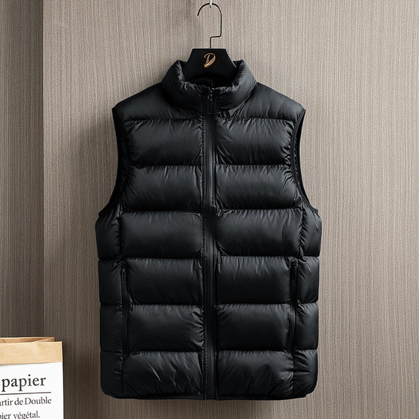 Men's Sleeveless Ultralight Quilted Insulation Vest with High Collar and Side Zipper Pockets Mune Fashion