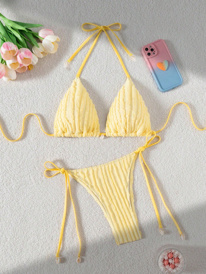 Women Triangle Bikini Top with Structured Texture Mune Fashion