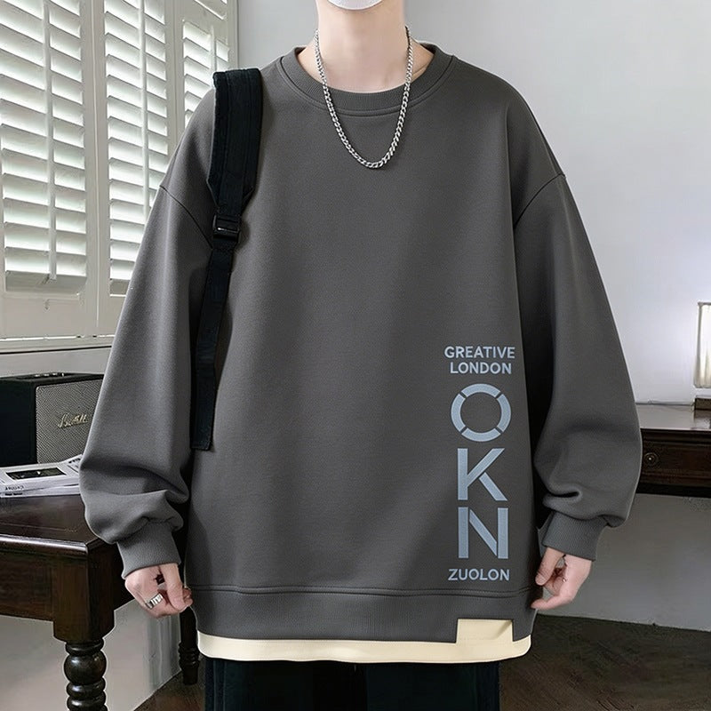 Men's Oversized sweatshirt with contrasting sleeves, round neck & label patch Mune Fashion