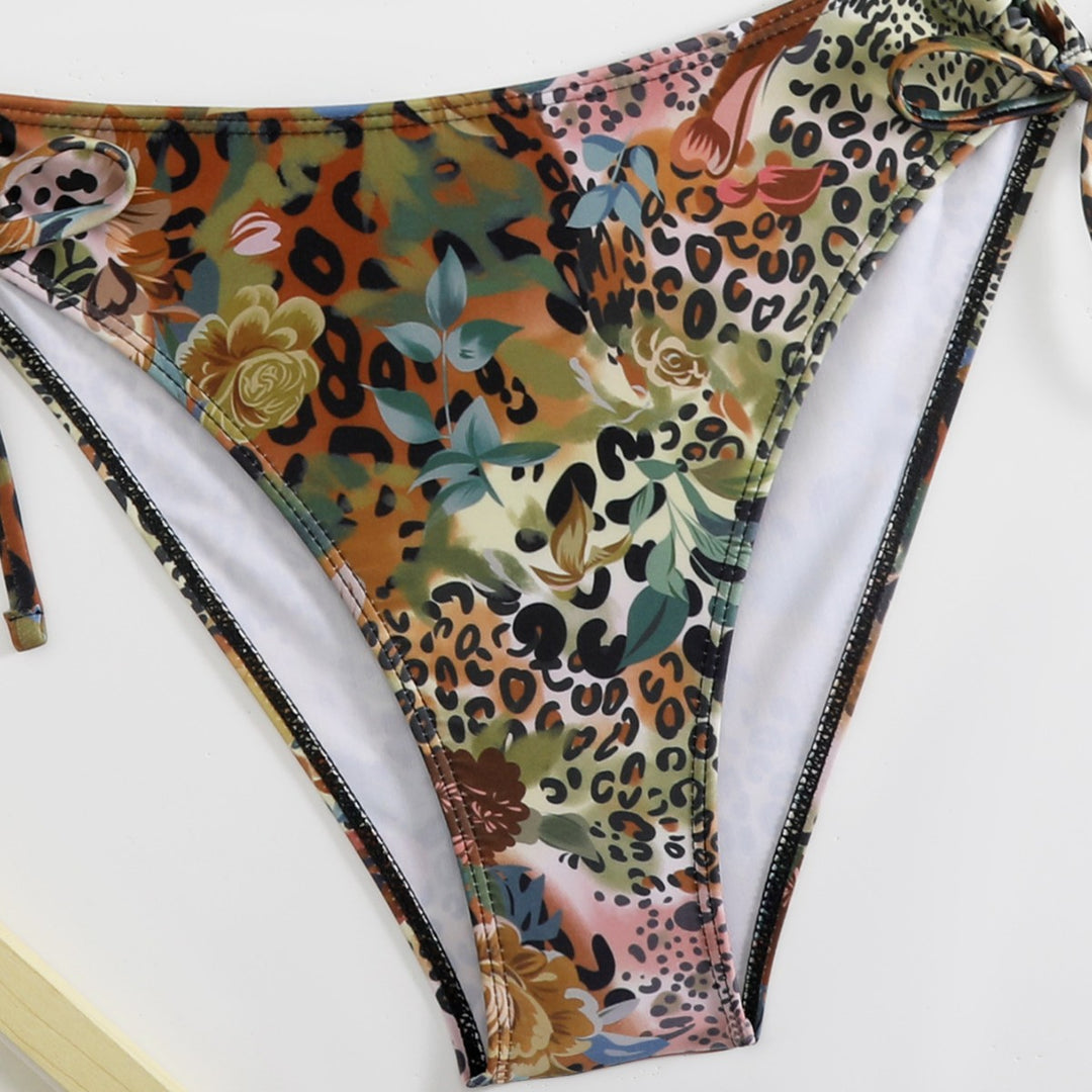 Women's triangle bikini set with floral leopard pattern Mune Fashion
