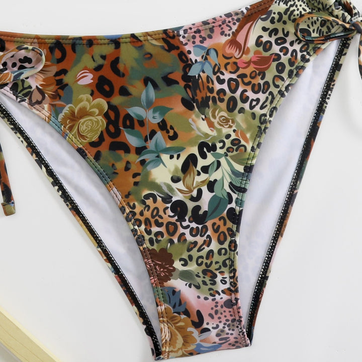 Women's triangle bikini set with floral leopard pattern Mune Fashion