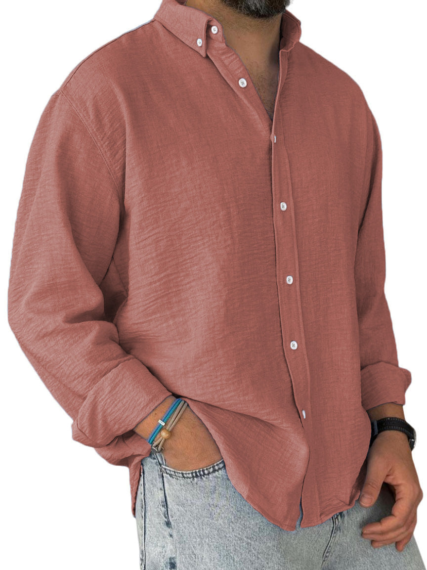 Men's nan lightweight cotton-linen shirt with button-down collar and relaxed fit Mune Fashion
