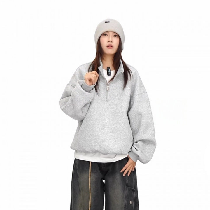 Unisex Half-zip Sweatshirt with raglan sleeves, side pockets and ribbed hem Mune Fashion