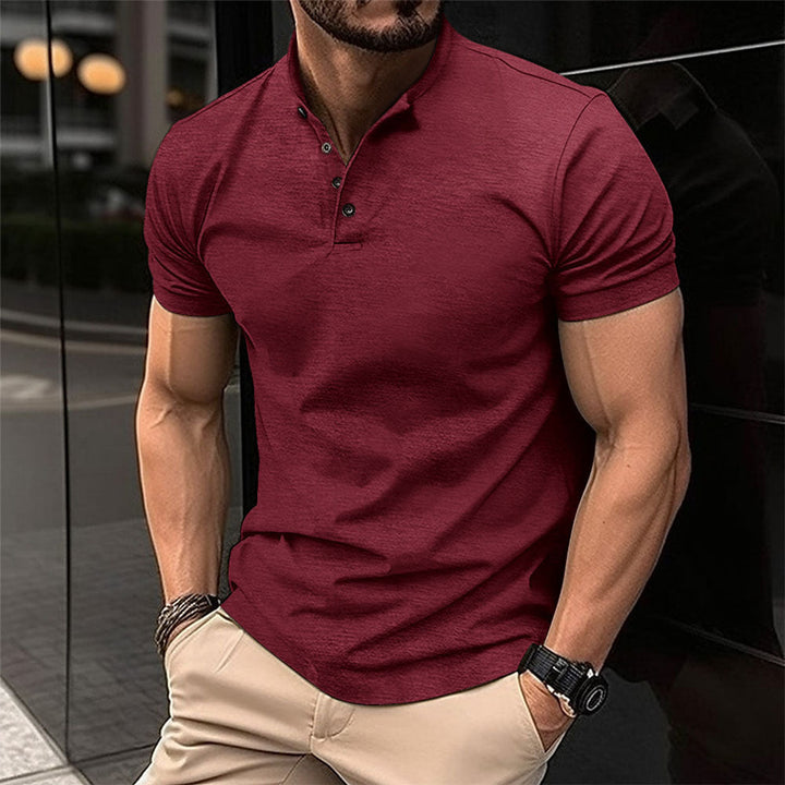 Men's Polo Shirt with Button Placket and Short Sleeves Mune