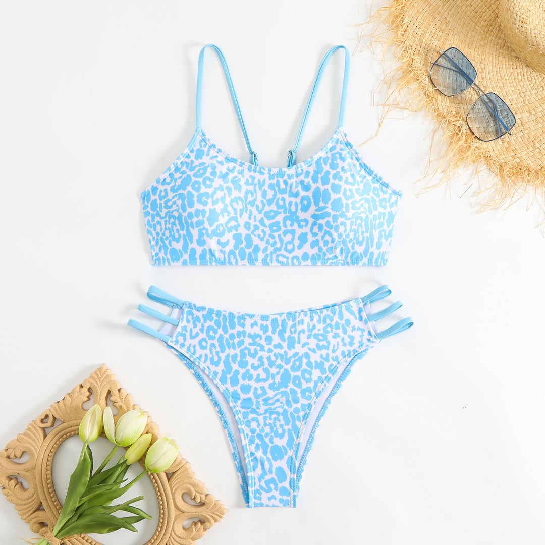 Women's bikini set with creative leopard pattern and adjustable straps Mune Fashion