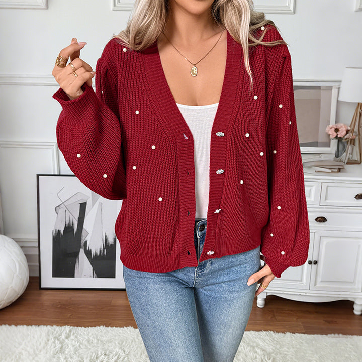 Women's Stylish Cardigan with Pearl Details Mune Fashion