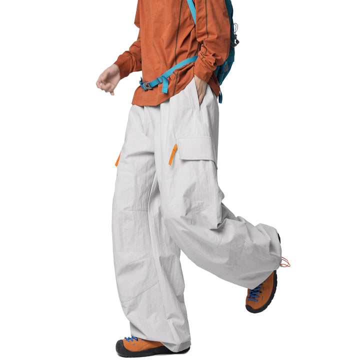 Men's Loose-Fit Functional Nylon Pants with Drawstring Waist, Utility Pockets & Baggy Silhouette Mune Fashion