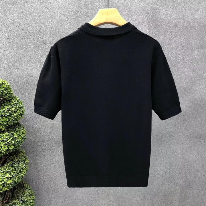 Men's Fashion Short Sleeve Polo Shirt with Structured Knit Look Mune Fashion