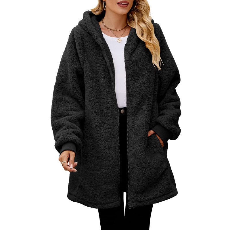 Ladies Cozy Teddy Fleece Jacket Mune Fashion