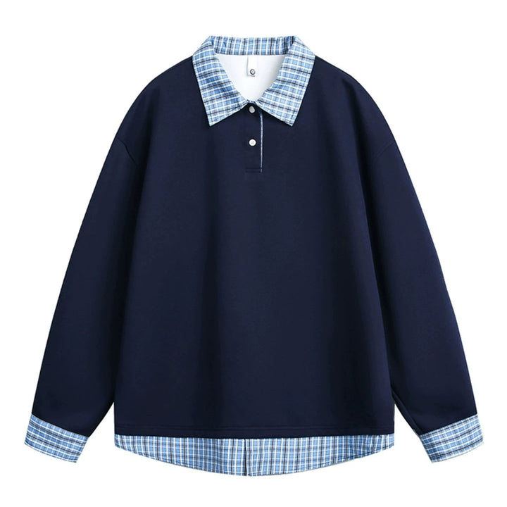 Men's Relaxed Fit Pullover with Removable Shirt Collar Mune Fashion