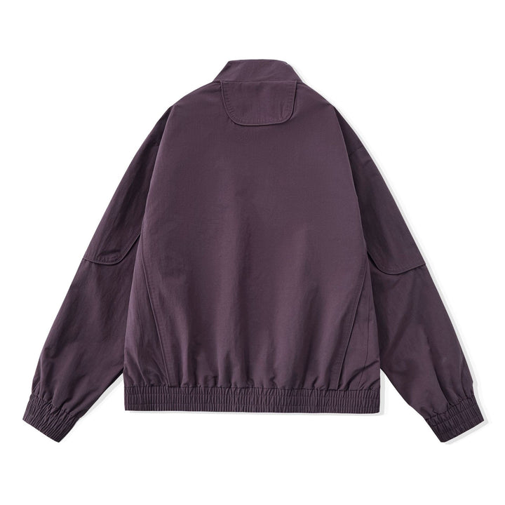 Women Short Boxy Utility Jacket with ergonomic seams, high standing collar and drawstring hood