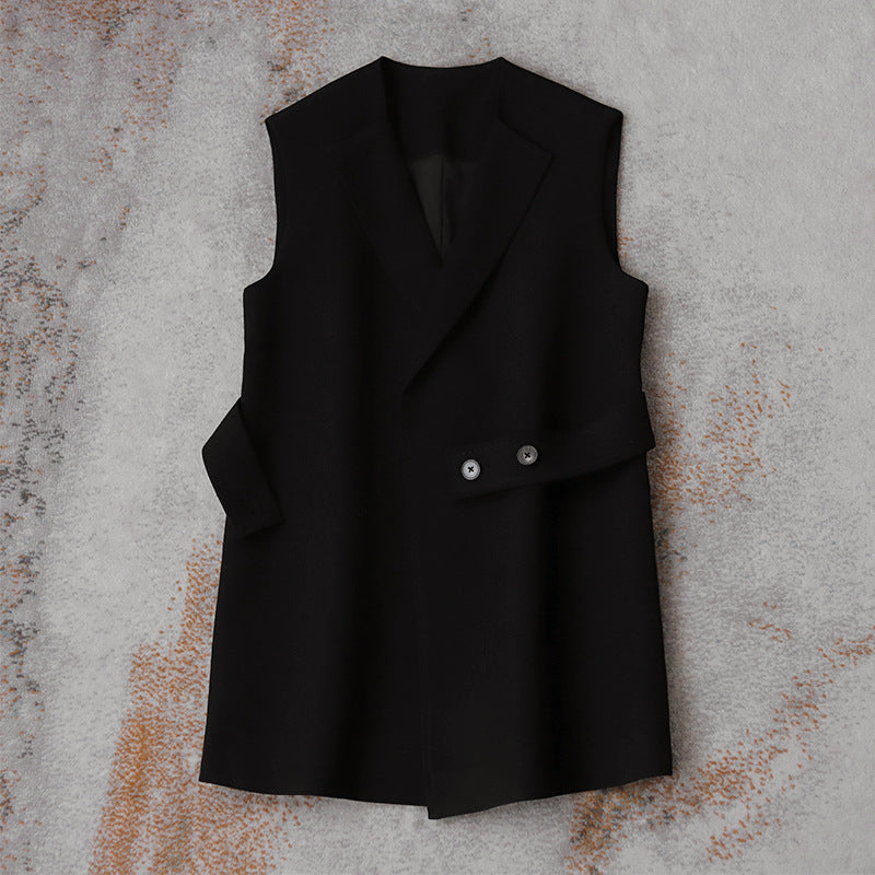Women's Sleeveless Blazer Vest with Waist Belt Mune Fashion