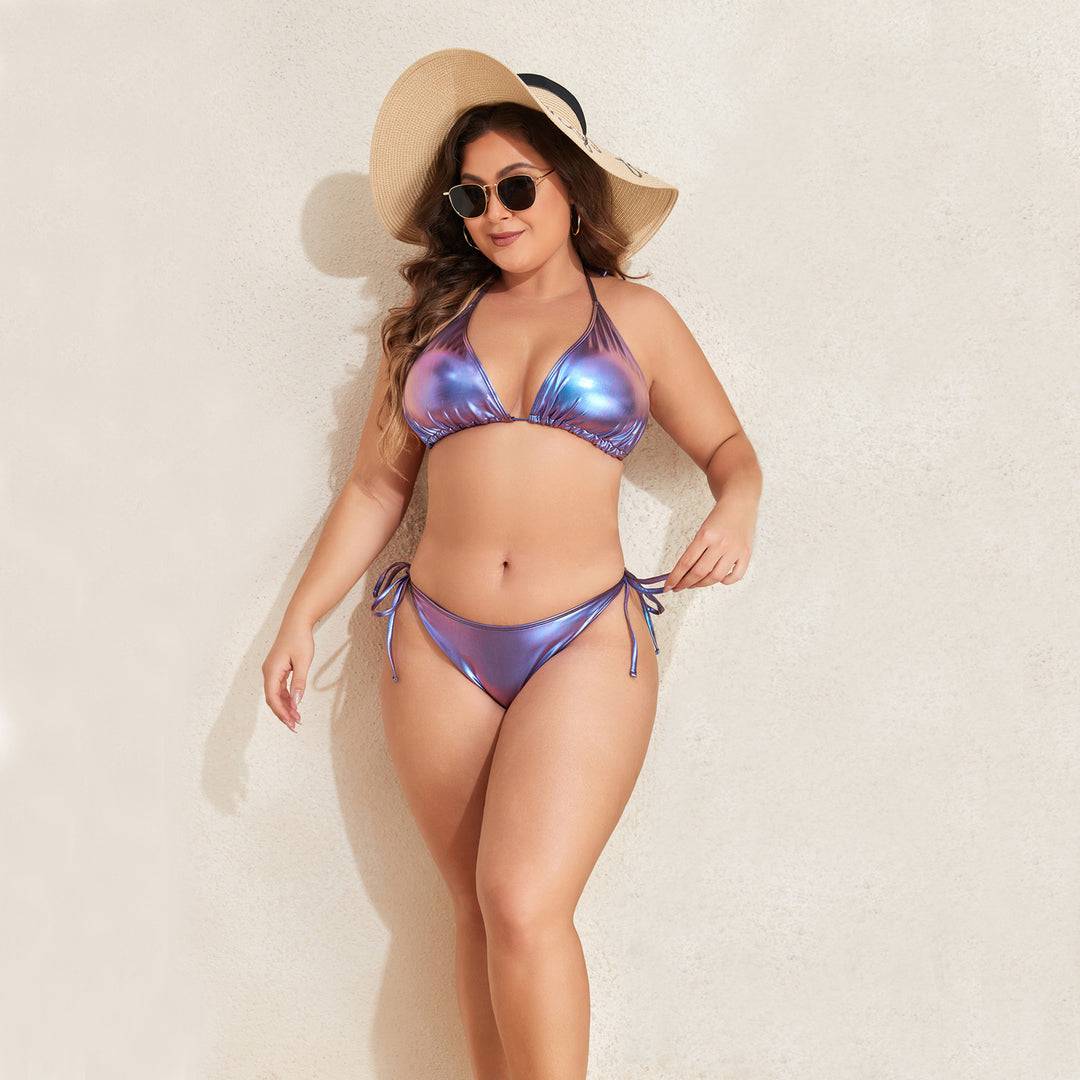 Women's Triangle Bikini with Shimmering Design Mune Fashion