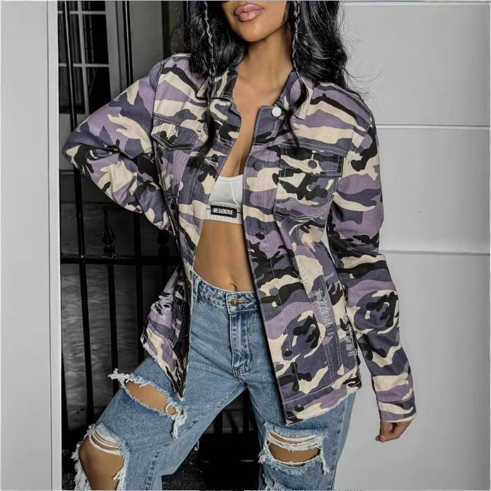 Women's Camouflage-Utility-Jacket in Oversized-Fieldstyle with Flap Pockets Mune Fashion