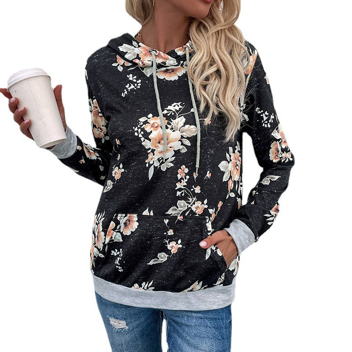 Women Casual Hoodie with Floral Pattern Mune Fashion