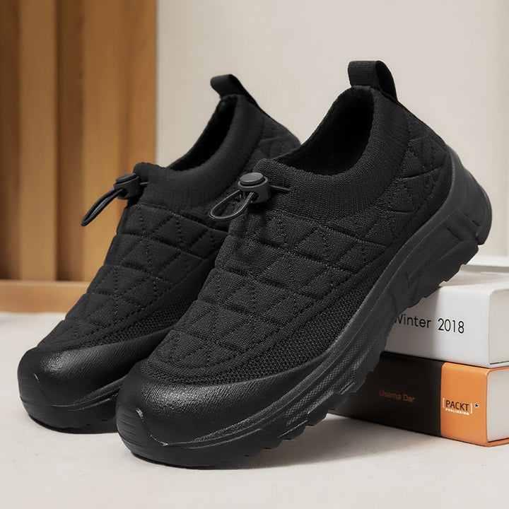 Women's quilted slip-on winter half shoe with quick-lock lace, elastic shaft, and non-slip profile outsole Mune Fashion