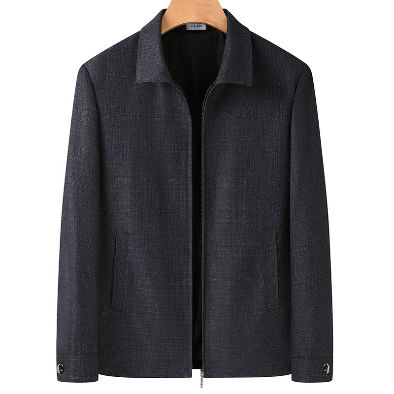 Men's Elegant Transition Jacket in Blouson Style made of Structured Wool Blend with Concealed Zipper Mune Fashion