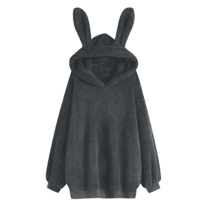 Women's fluffy oversized hoodie with long bunny ears and ribbed cuffs Mune Fashion