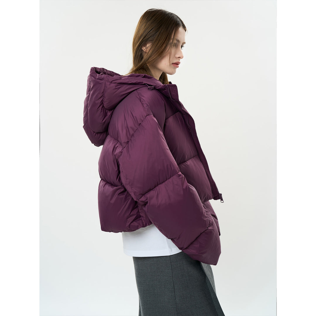 Women's short padded puffer jacket with hood and windproof outer shell Mune Fashion