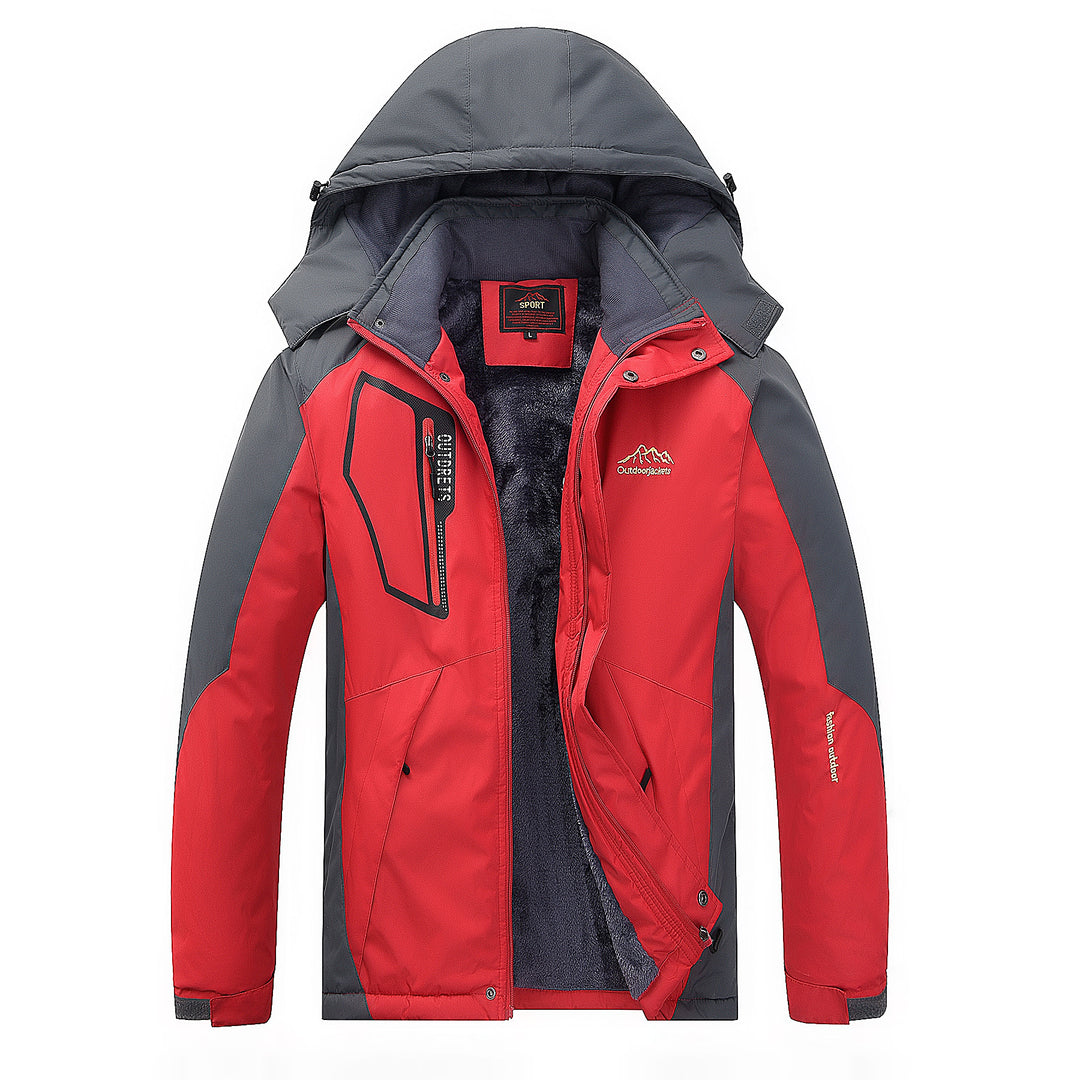 Men's water-repellent outdoor jacket with teddy fleece lining, adjustable hood, and multifunction pockets Mune Fashion