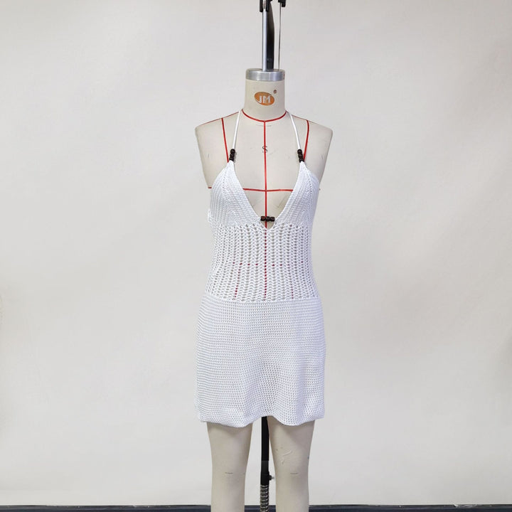 Women's crocheted beach dress with deep V-neck and outstanding details Mune Fashion