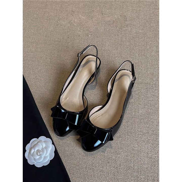 Women's Slingback Ballerinas with Patent Look, Bow Detail and Padded Insole Mune Fashion