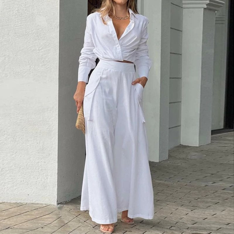 Women's Wide Palazzo Pants with Extra Wide Leg, High Waist and Side Pockets Mune Fashion