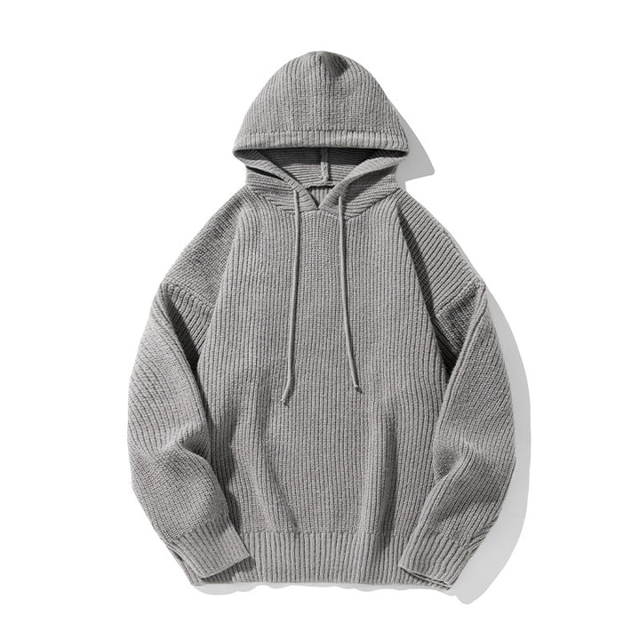Unisex Chunky Knit Oversized Hooded Sweater with Ribbed Cuffs and Drawstring Mune Fashion