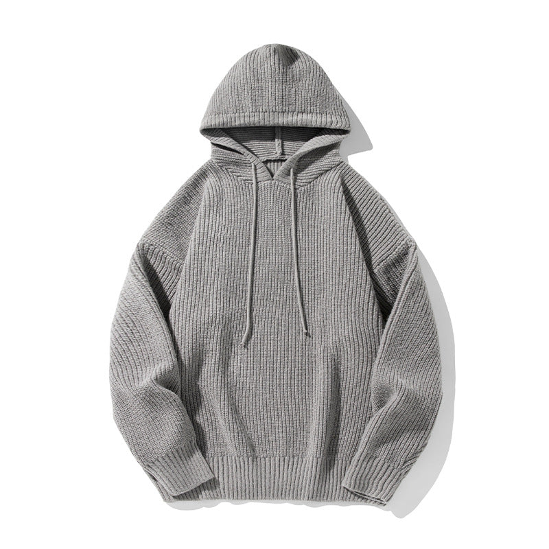 Unisex Chunky Knit Oversized Hooded Sweater with Ribbed Cuffs and Drawstring Mune Fashion