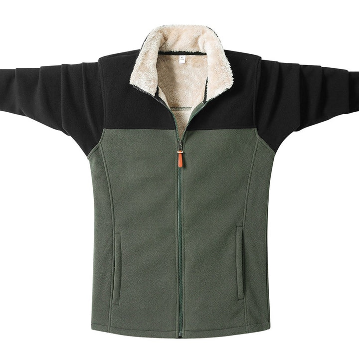 Men's Two-Tone Fleece Transition Jacket with Stand-Up Collar, Zipper & Side Pockets Mune Fashion