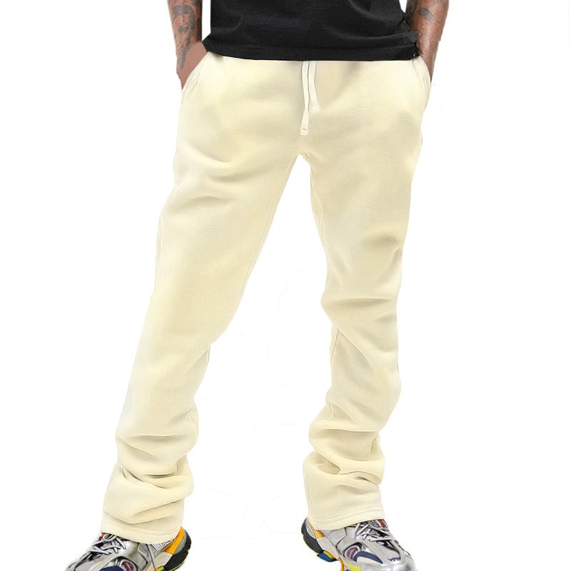 Men's Loose-Fit Fleece Jogging Pants with Drawstring, Side Pockets & Straight Leg Mune Fashion