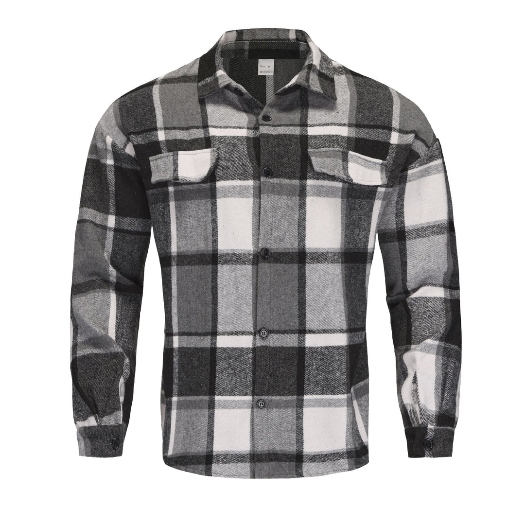 Men's Checked Flannel Shirt Jacket with Chest Pockets and Button Placket Mune Fashion
