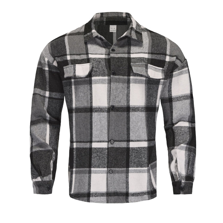 Men's Checked Flannel Shirt Jacket with Chest Pockets and Button Placket Mune Fashion