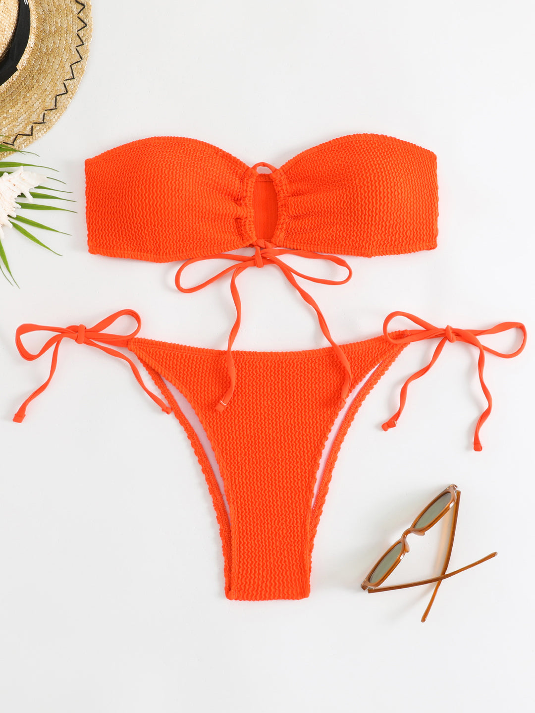 Women's bandeau bikini set with Velcro closure and adjustable ties Mune Fashion