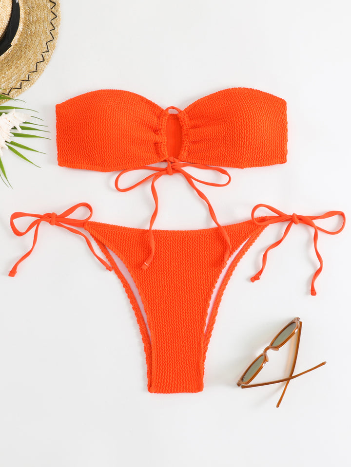 Women's bandeau bikini set with Velcro closure and adjustable ties Mune Fashion