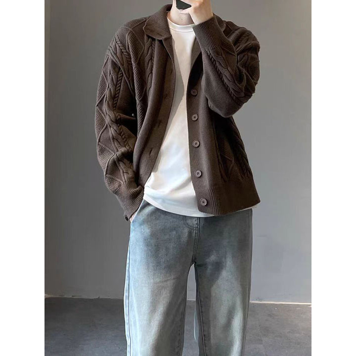 Men's chunky knit cardigan with cable pattern Mune Fashion