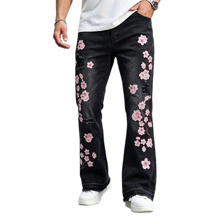 Men's Jeans with Floral Embroidery Mune Fashion