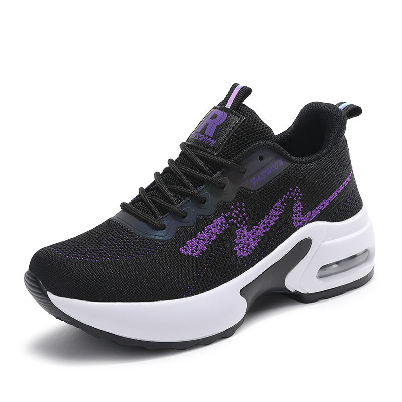 Women's fashionable knit fitness sneakers with ergonomic rocker sole and integrated cushioning chamber Mune Fashion